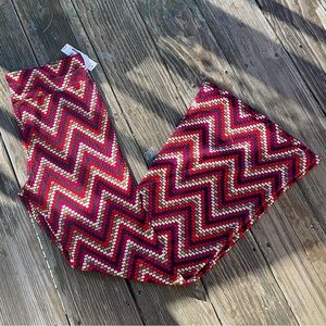 Red & Black Chevron Print Flare Leg Pants